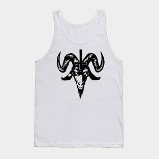 Satanic Goat Head with Cross (black) Tank Top